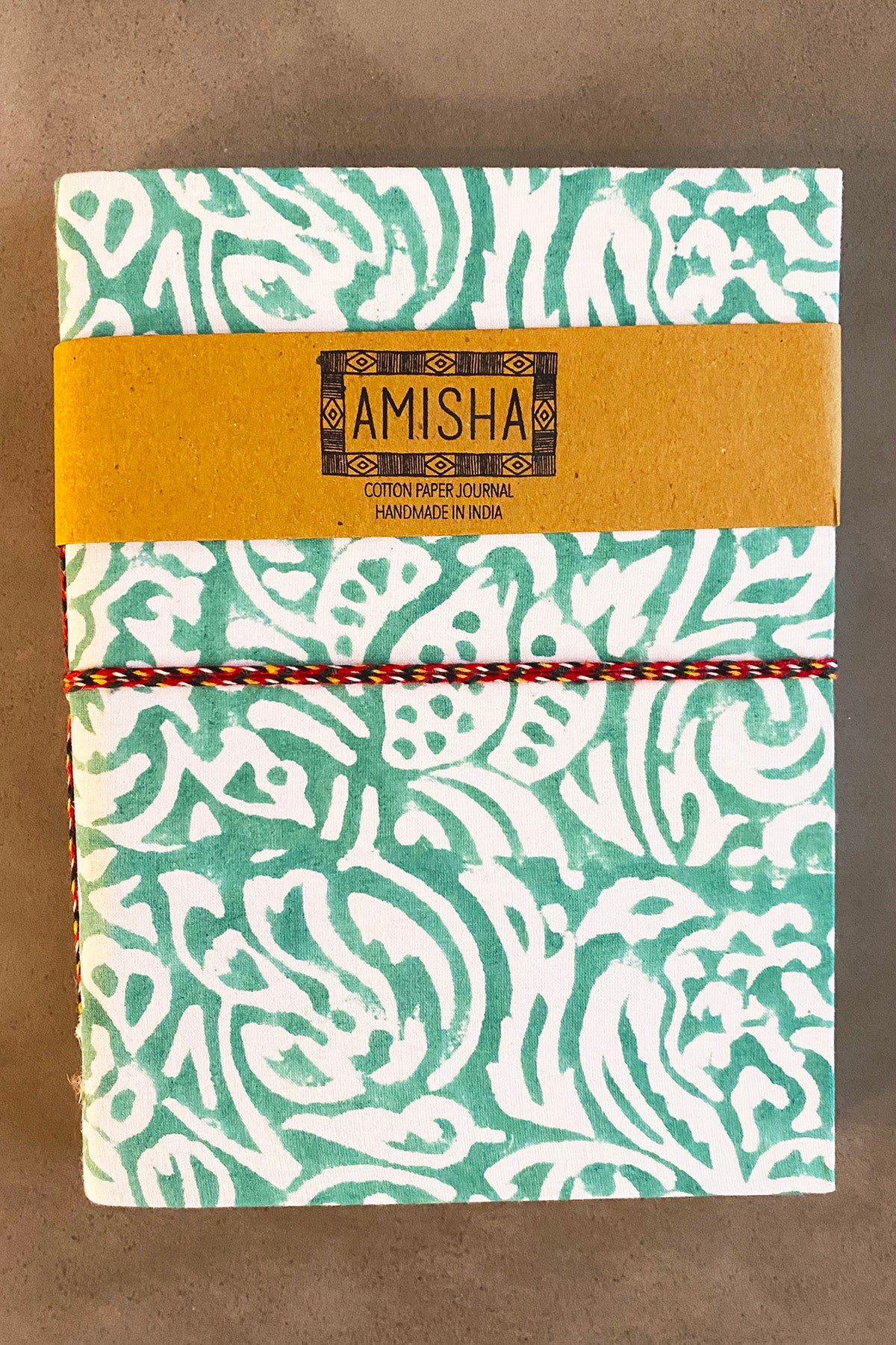 Handmade Paper Large Amisha | Block Print Handmade Paper Large Journal | Mint – Amisha Design