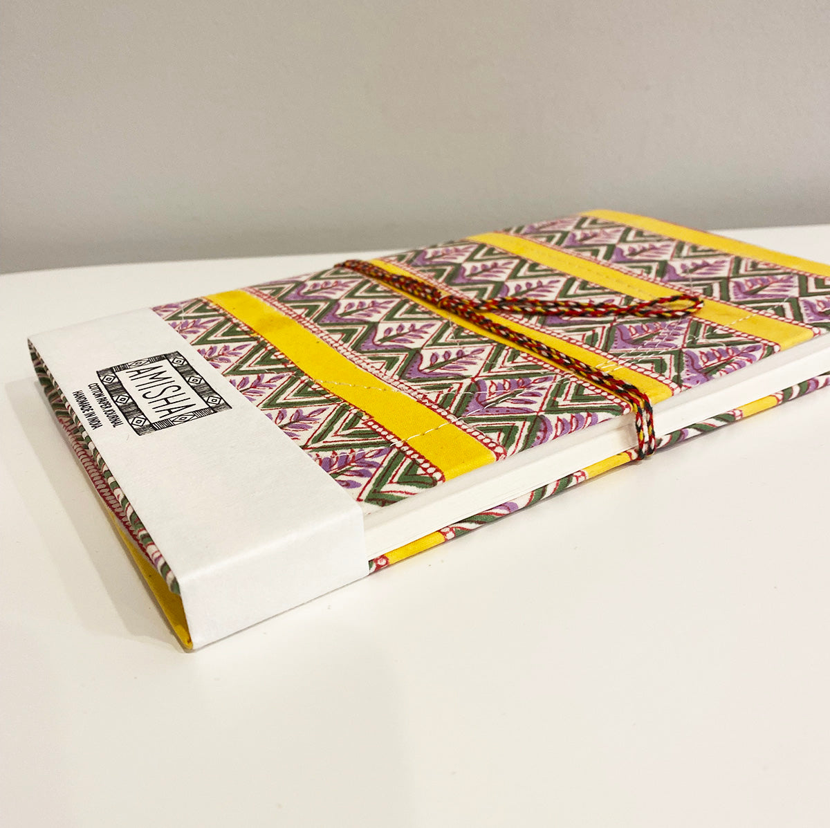Handmade Paper Grande Journal | Lemon Stripe
