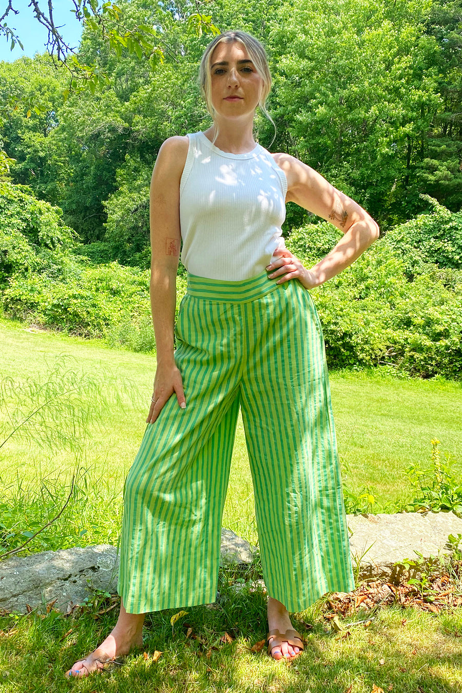 Isla Pant | Green Stripe