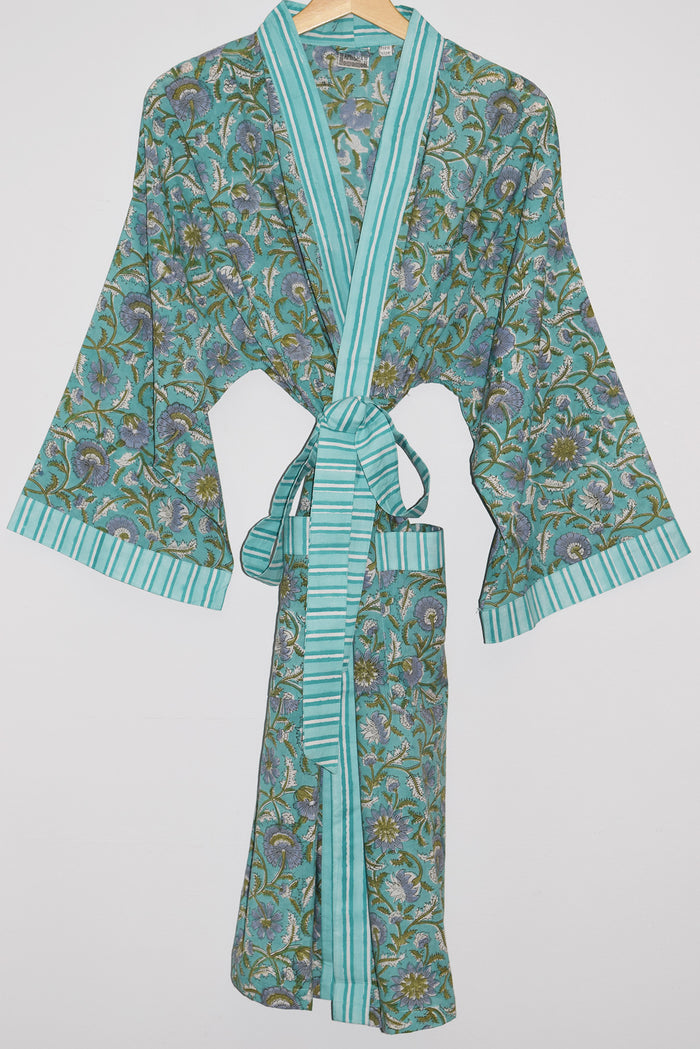 Jakarta Midi Robe | Aqua Floral