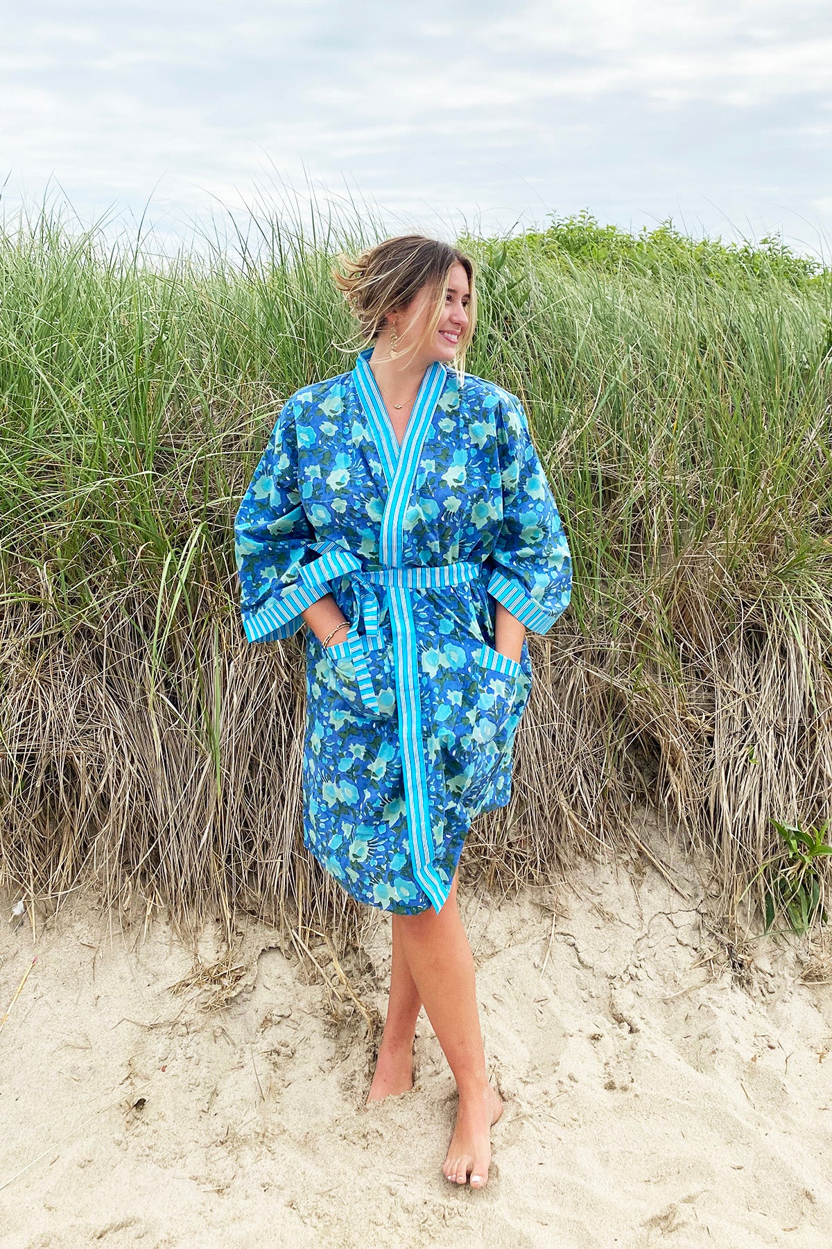 Jakarta Midi Robe | Watercolor Blue