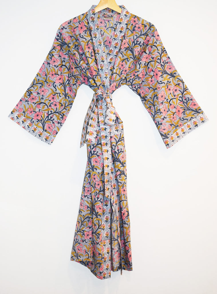 Kerala Long Robe | Ash Floral