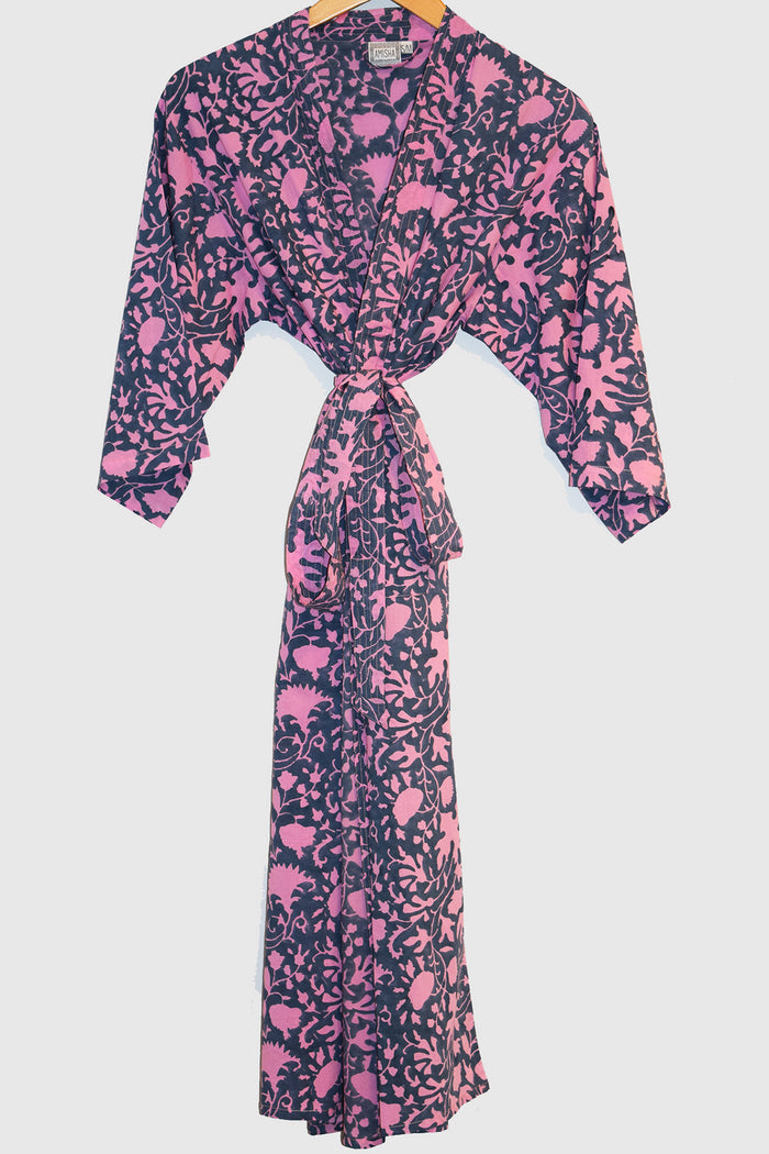 Kerala Long Robe | Shadow Floral Midnight