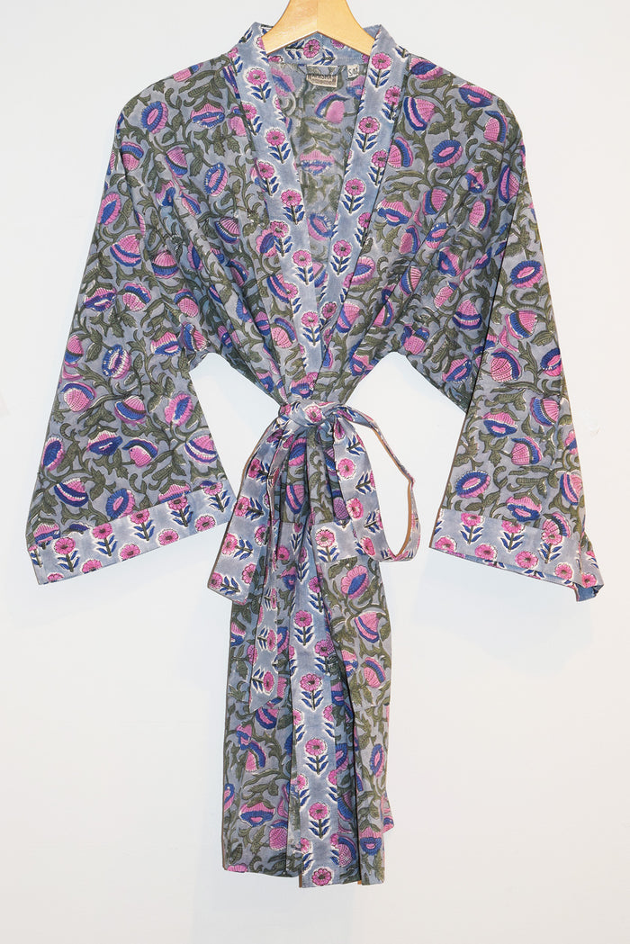 Kerala Short Robe | Dove Floral