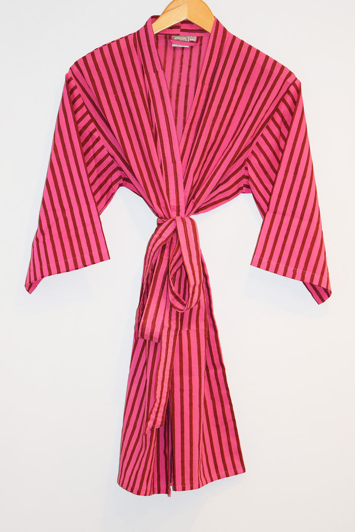 Kerala Short Robe | Berry Stripe