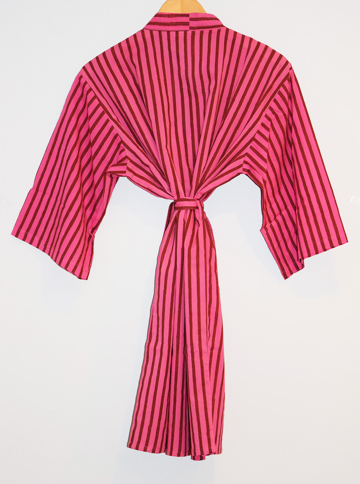 Amisha | Kerala Short Cotton Block Print Robe | Berry Stripe – Amisha ...