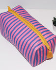 Large Waterproof Toiletry Bag | Pink Blue Stripe