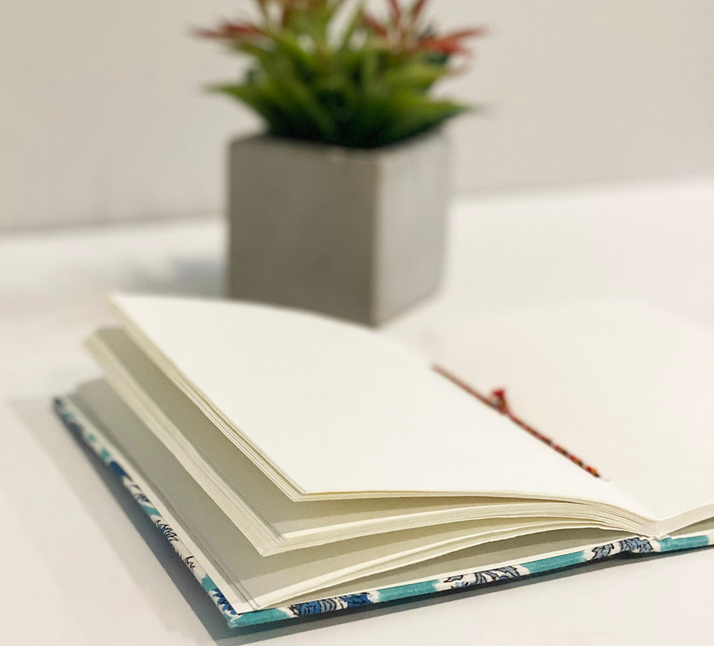 Handmade Paper Large Journal | Flora Navy