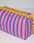 Small Waterproof Travel Pouch | Pink Blue Stripe