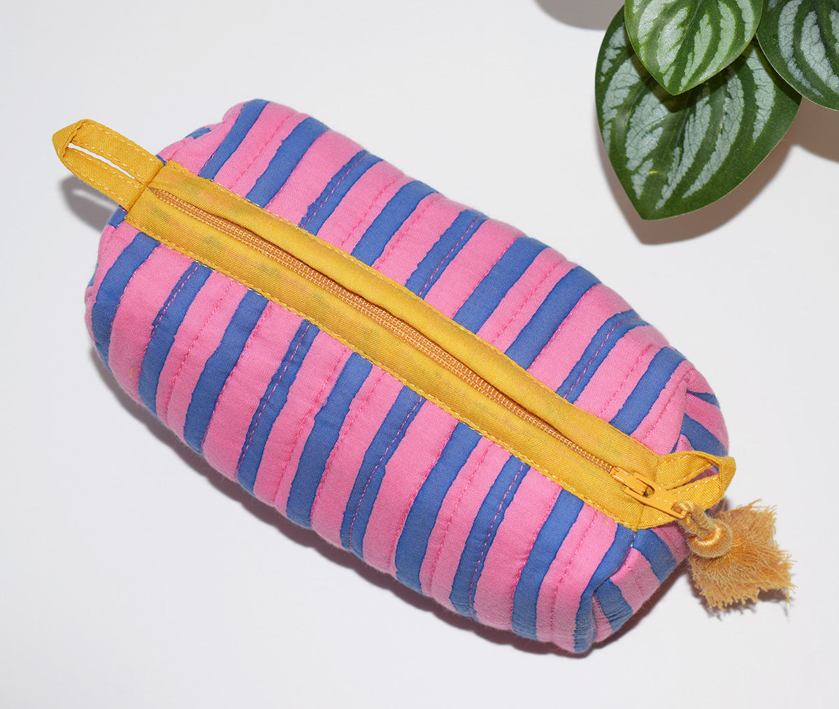Small Waterproof Travel Pouch | Pink Blue Stripe