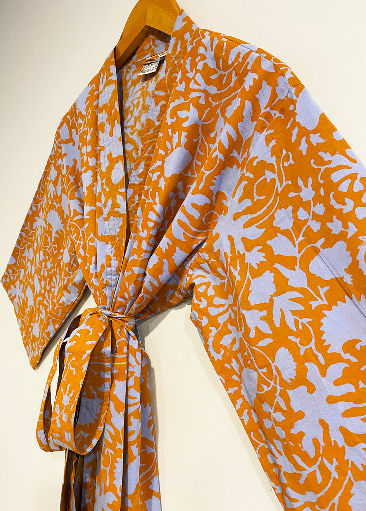 Kerala Short Robe | Shadow Floral Orange