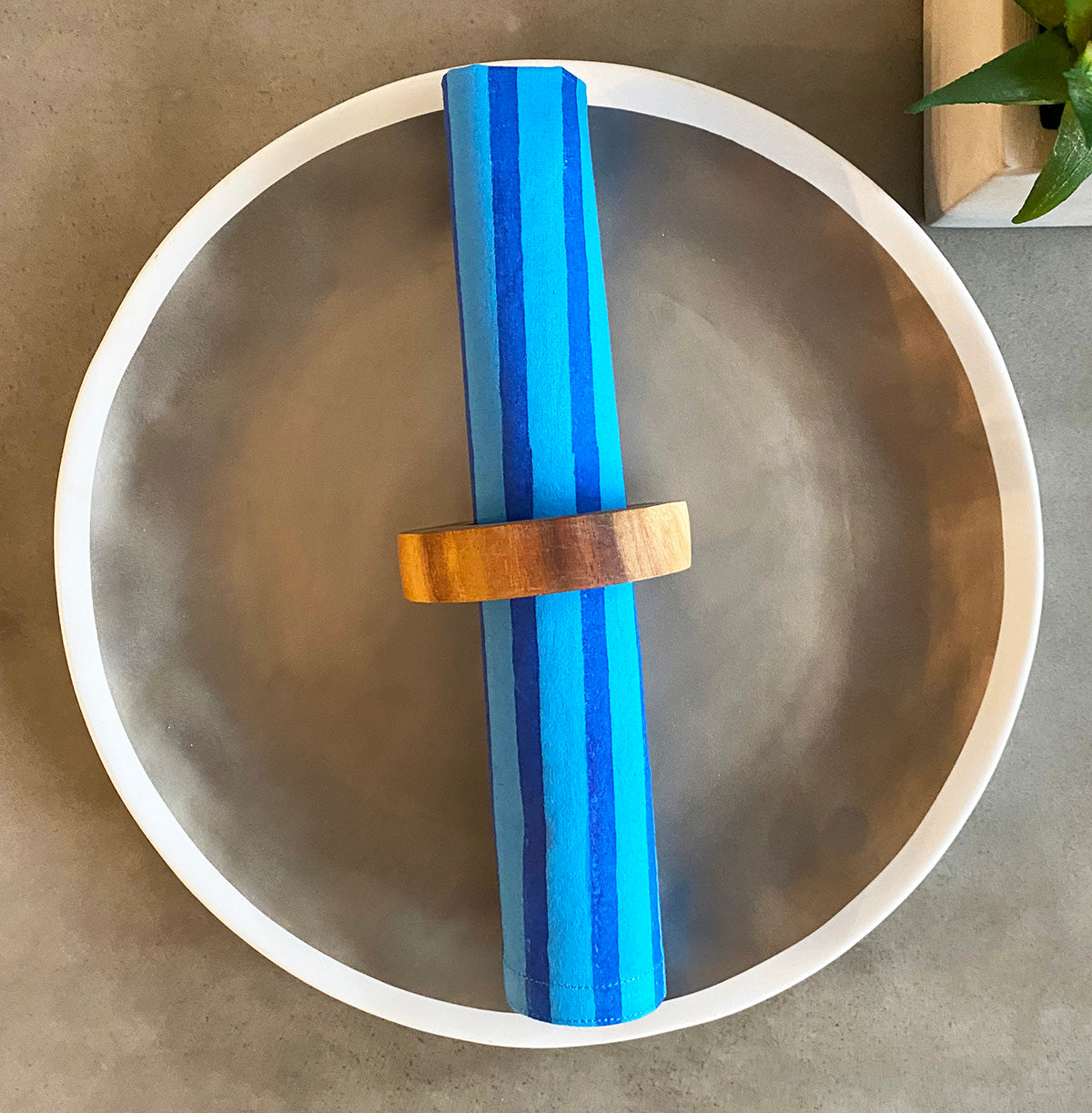 Set of 4 Cotton Napkins | Blue Stripe