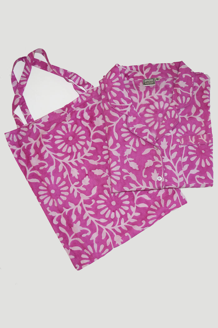 Cotton Pajama Set | Blooms Pink
