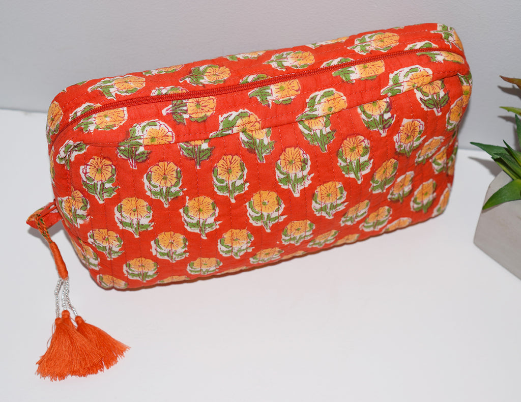 MULTI-COLOR PRINT TOILETRY BAG - Orange