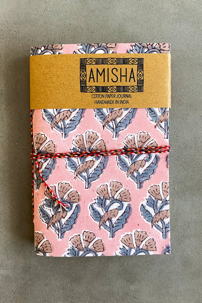 Handmade Paper Small Journal | Pink Floral