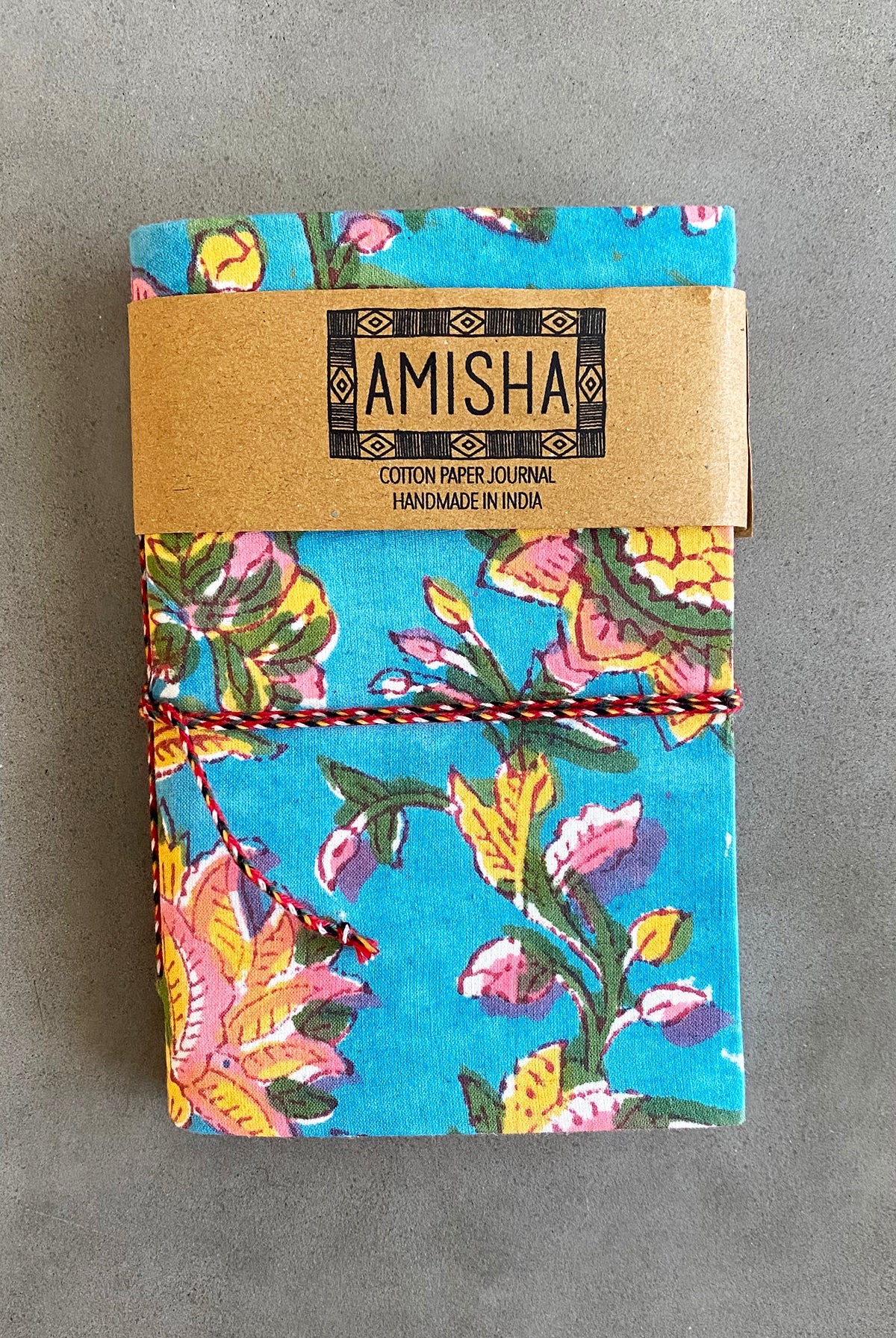 Handmade Paper Small Journal | Teal Floral