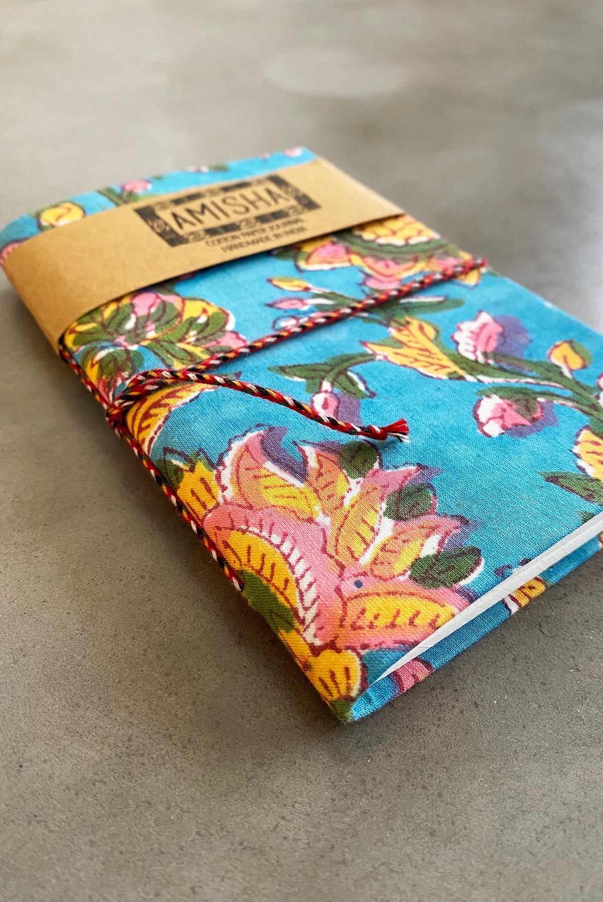 Handmade Paper Small Journal | Teal Floral