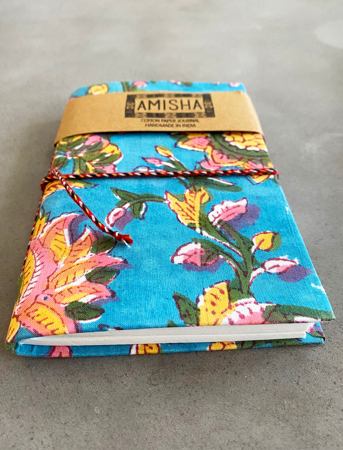 Handmade Paper Small Journal | Teal Floral