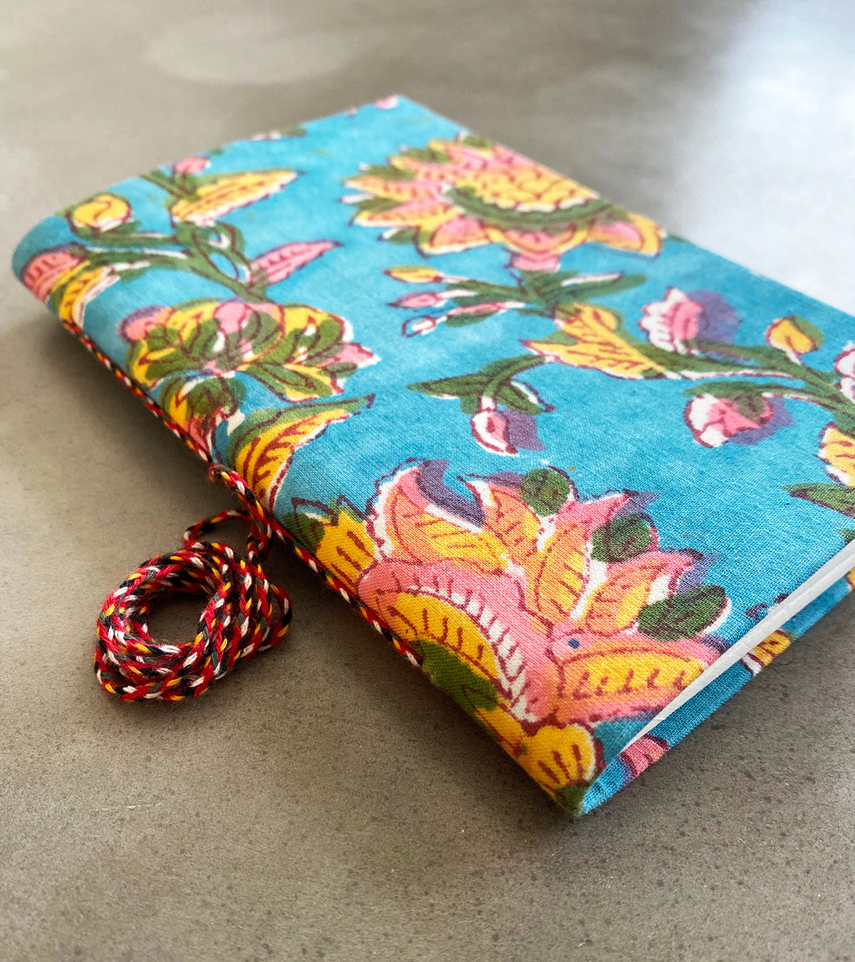 Handmade Paper Small Journal | Teal Floral