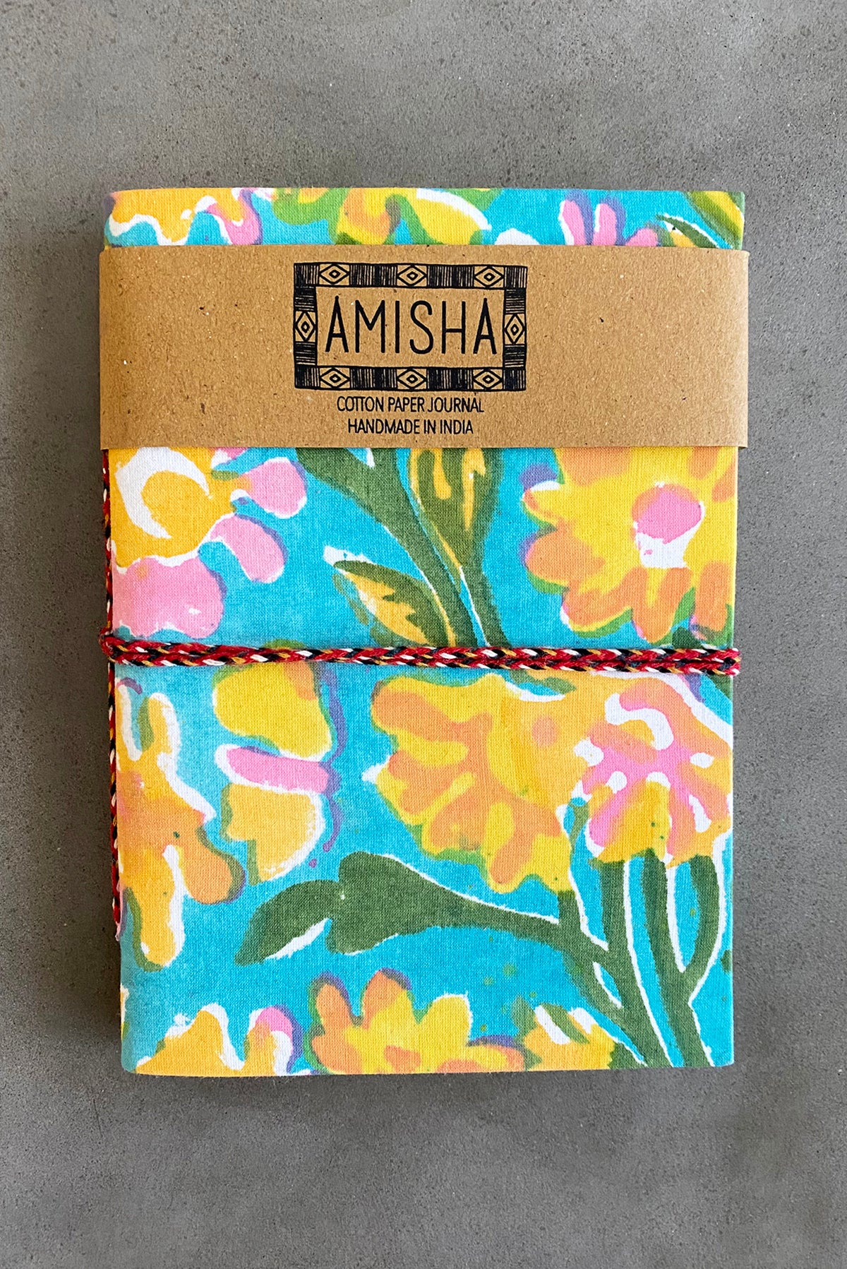 Handmade Paper Medium Journal | Aqua Floral