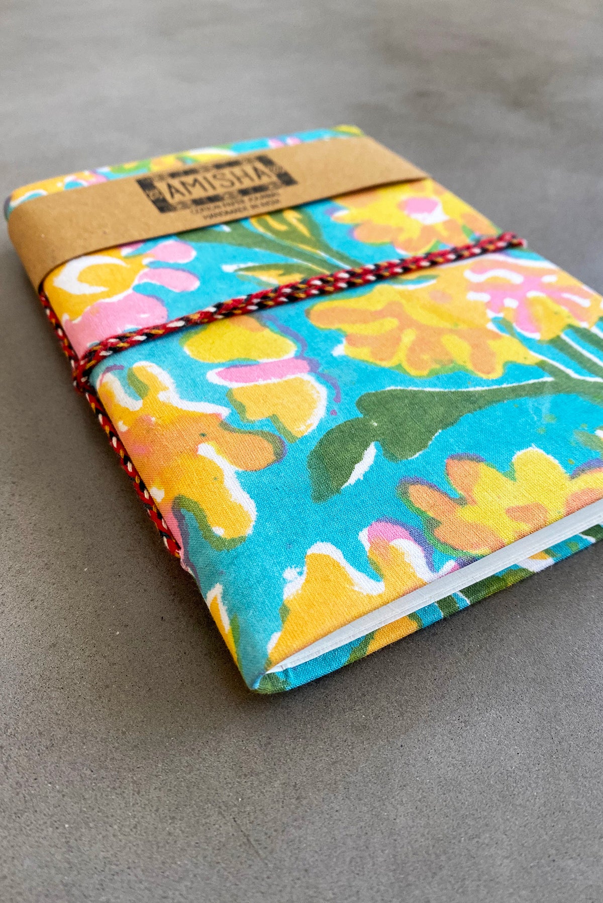 Handmade Paper Medium Journal | Aqua Floral