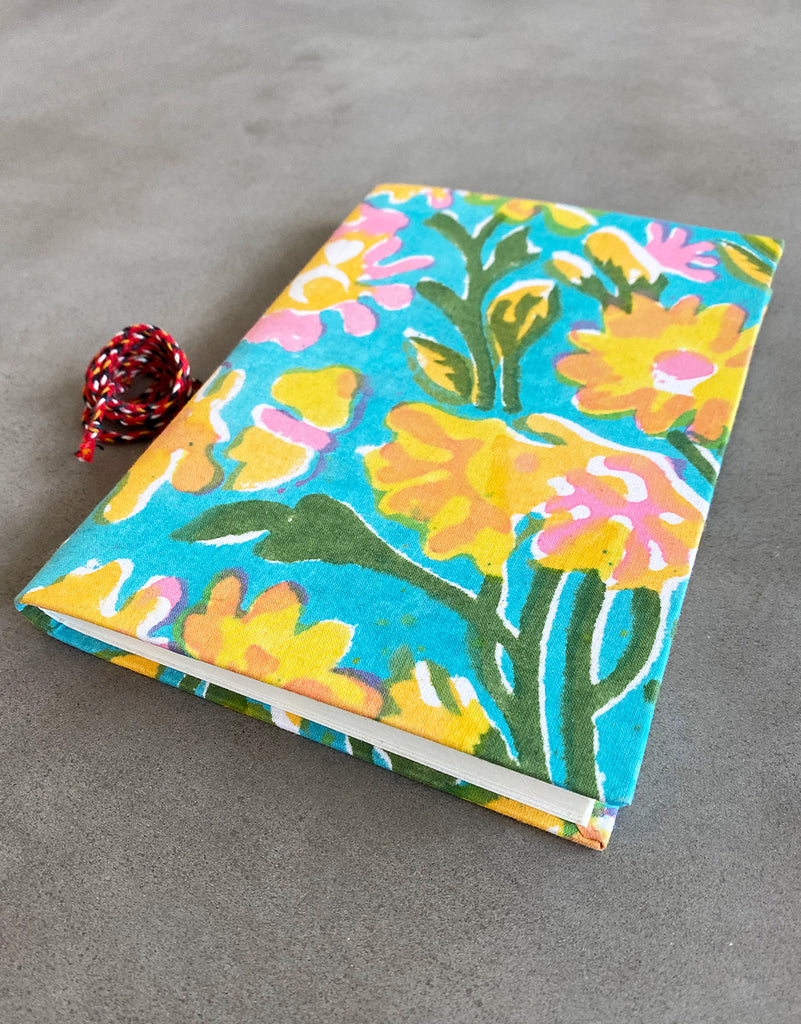 Handmade Paper Medium Journal | Aqua Floral