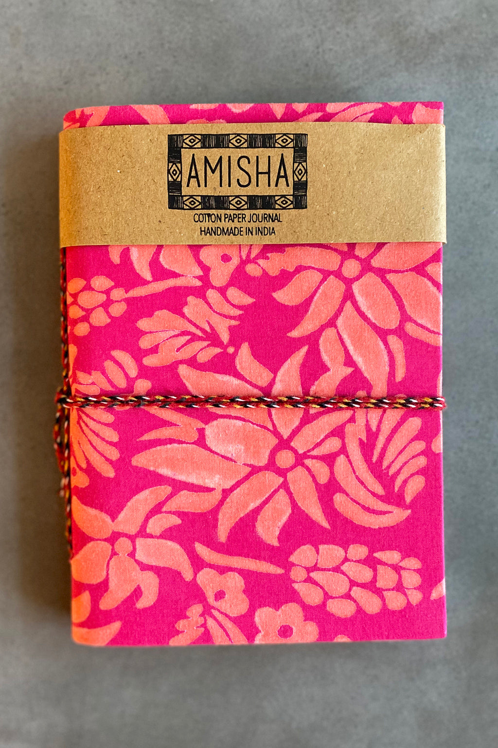 Amisha | Block Print Handmade Paper Medium Journal | Flora Coral ...