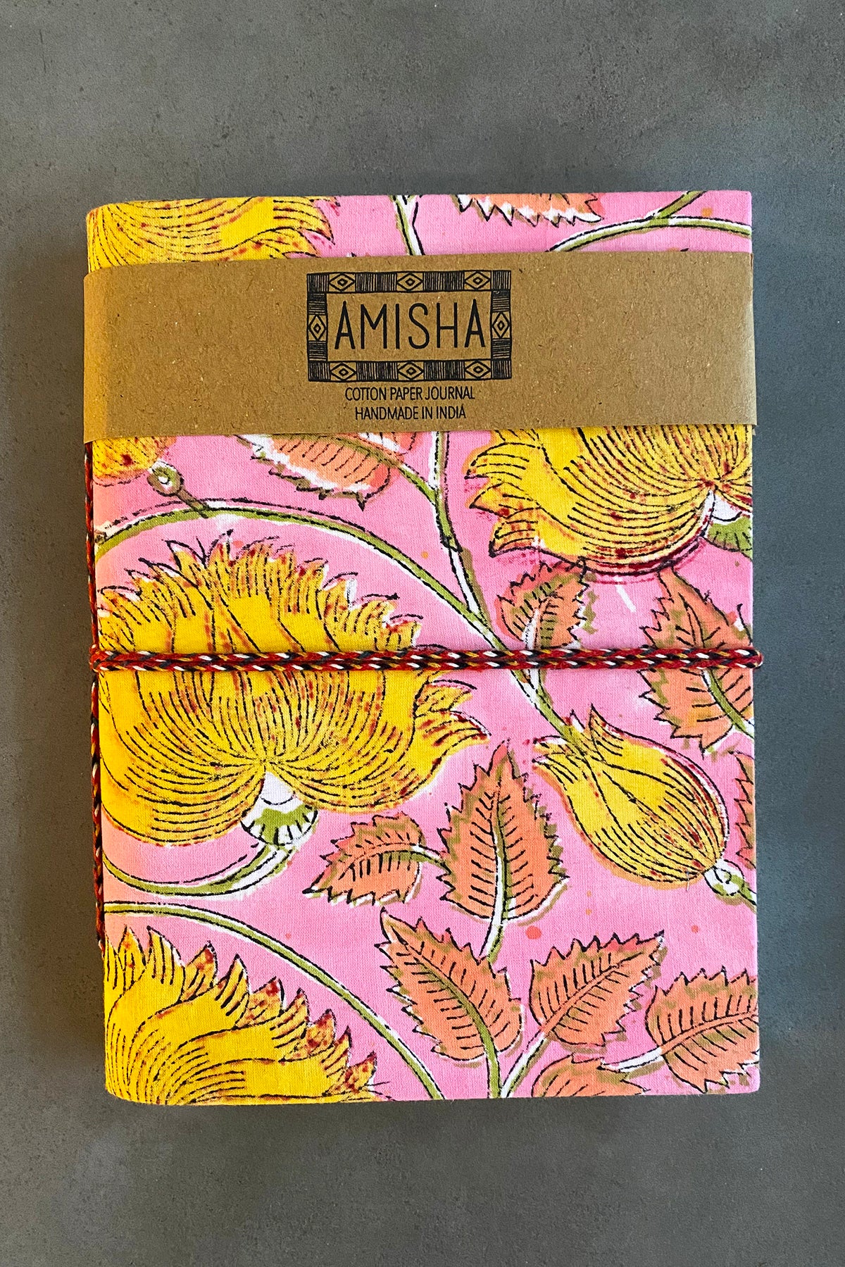 Handmade Paper Large Amisha | Block Print Handmade Paper Large Journal | Pink Floral ...