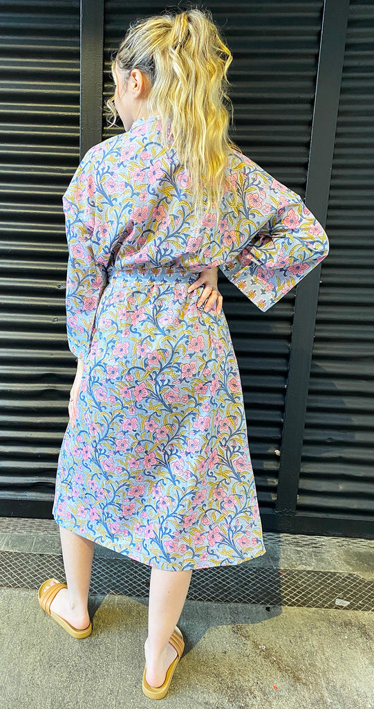 Kerala Long Robe | Ash Floral