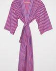 Kerala Long Robe | Pink Blue Stripe