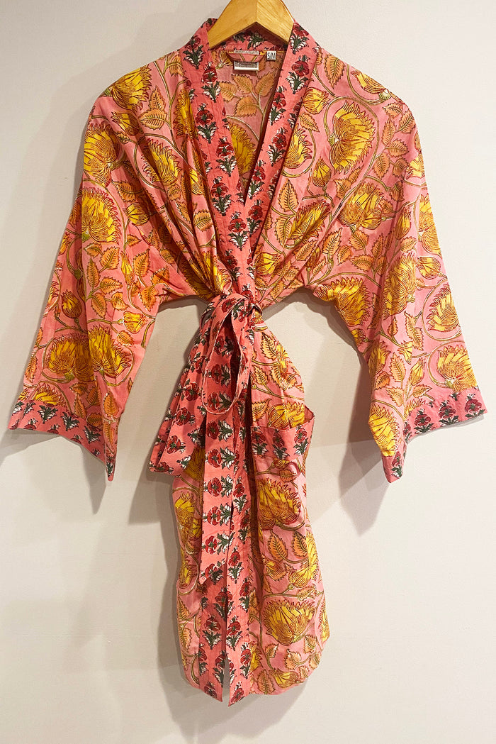 Kerala Short Robe | Pink Floral