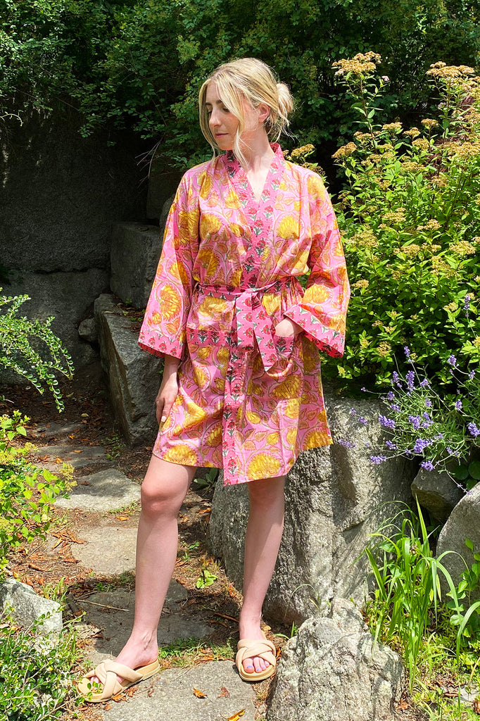 Kerala Short Robe | Pink Floral