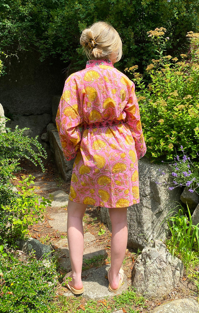 Kerala Short Robe | Pink Floral