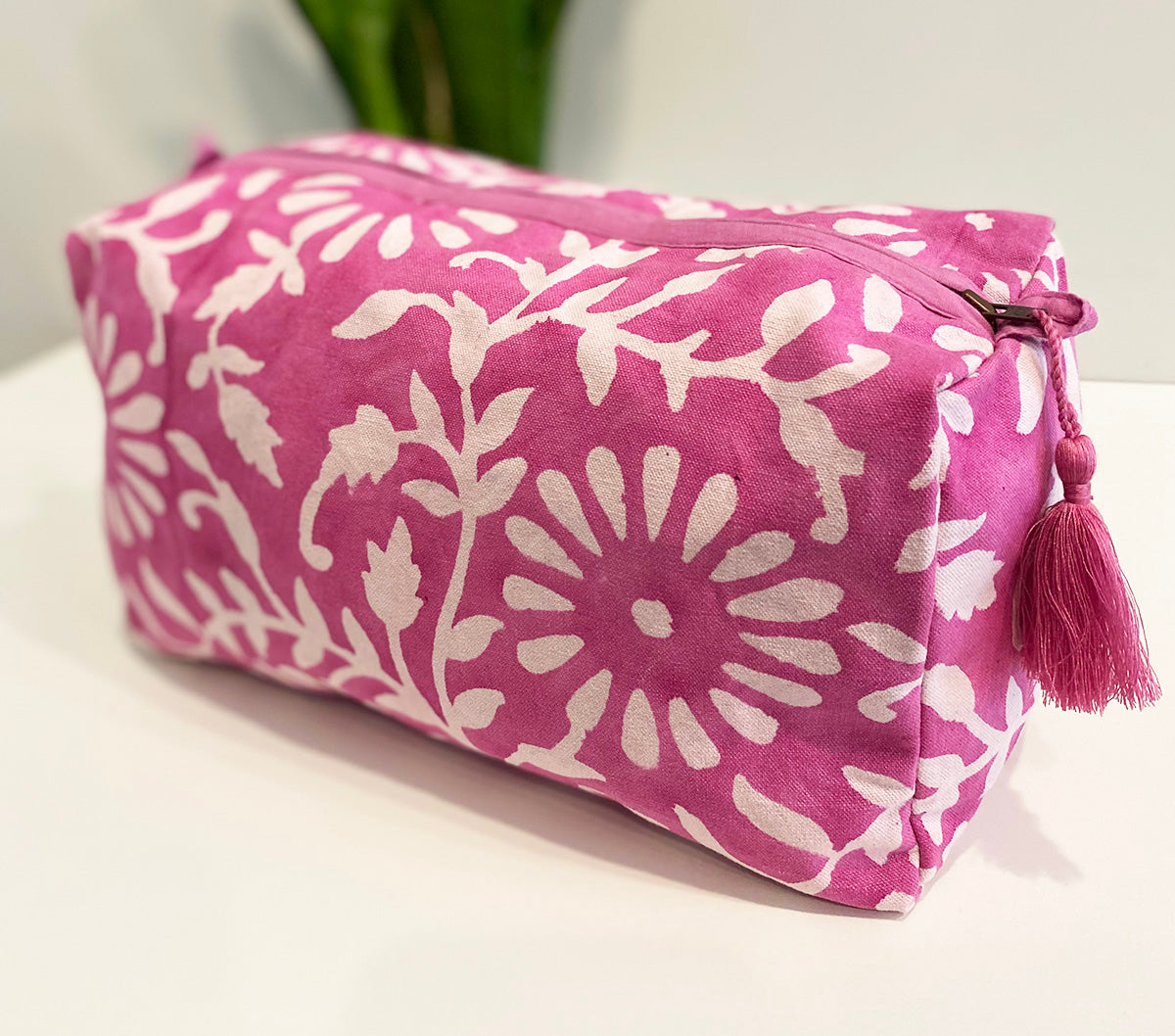 Large Canvas Waterproof Toiletry Bag | Blooms Pink