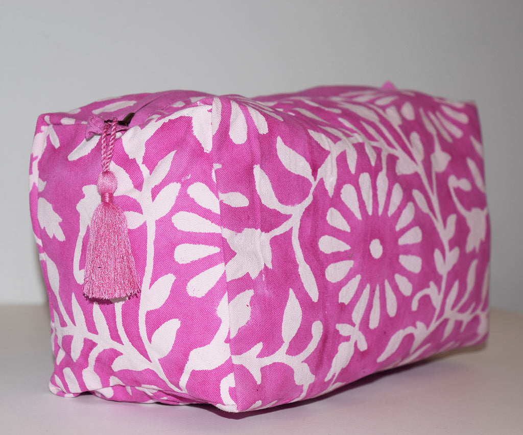 Large Canvas Waterproof Toiletry Bag | Blooms Pink