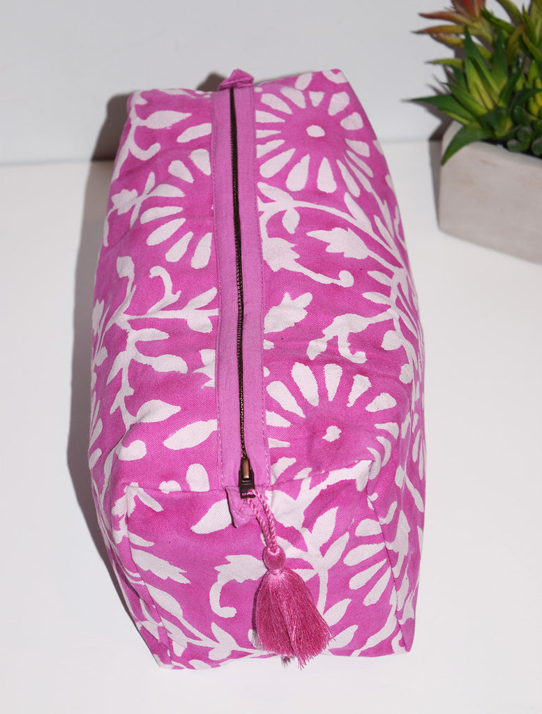 Large Canvas Waterproof Toiletry Bag | Blooms Pink