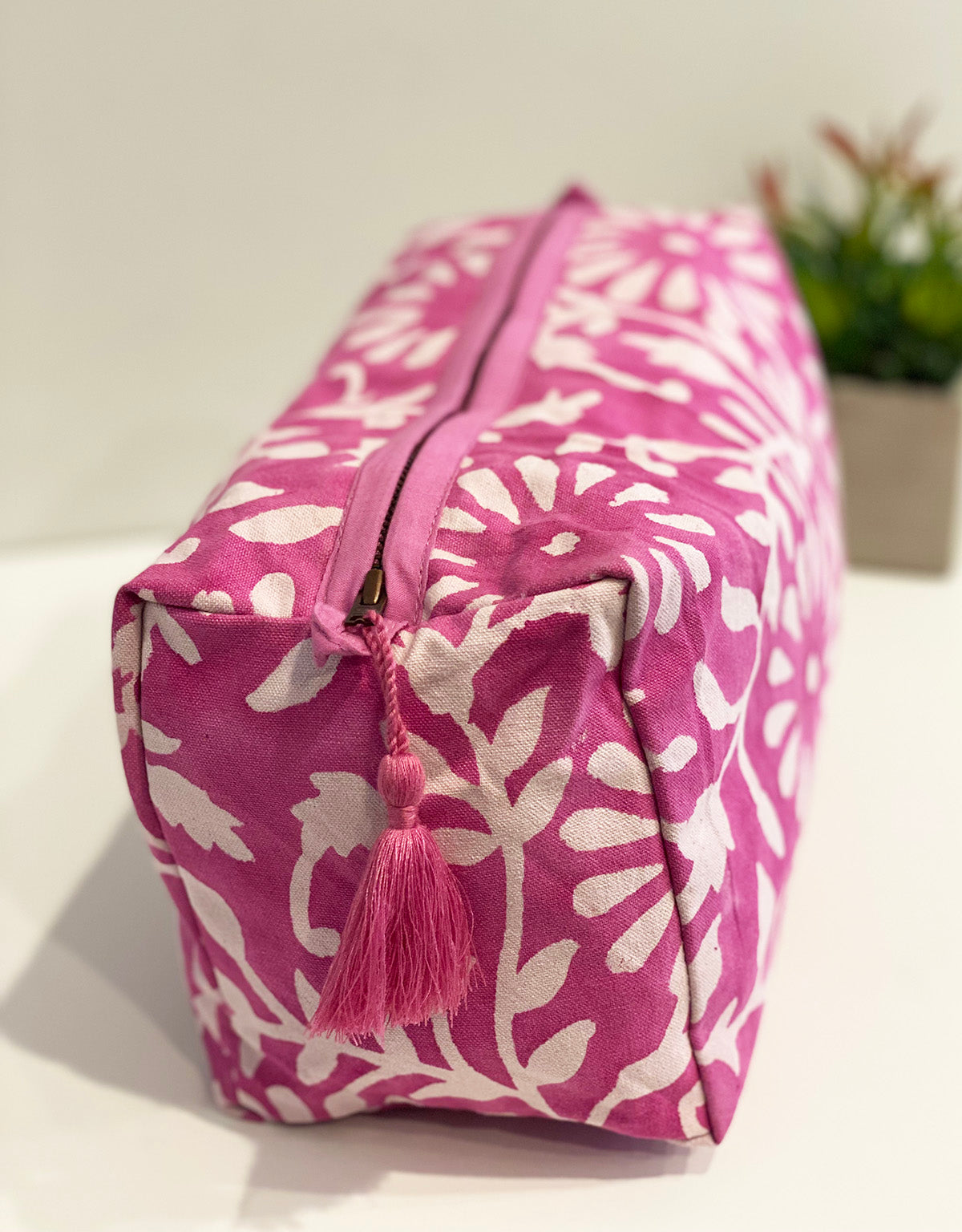 Large Canvas Waterproof Toiletry Bag | Blooms Pink