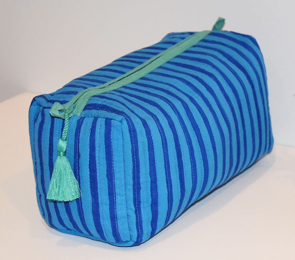Large Waterproof Toiletry Bag | Blue Stripe