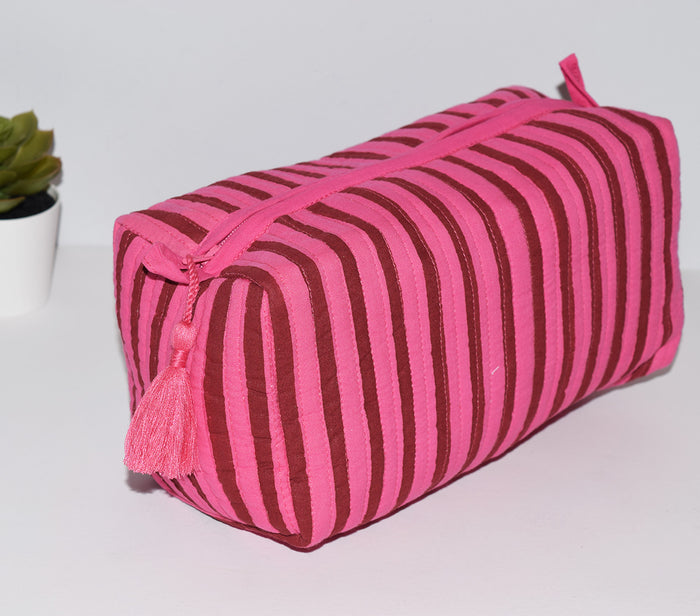 Medium Waterproof Toiletry Bag | Berry Stripe