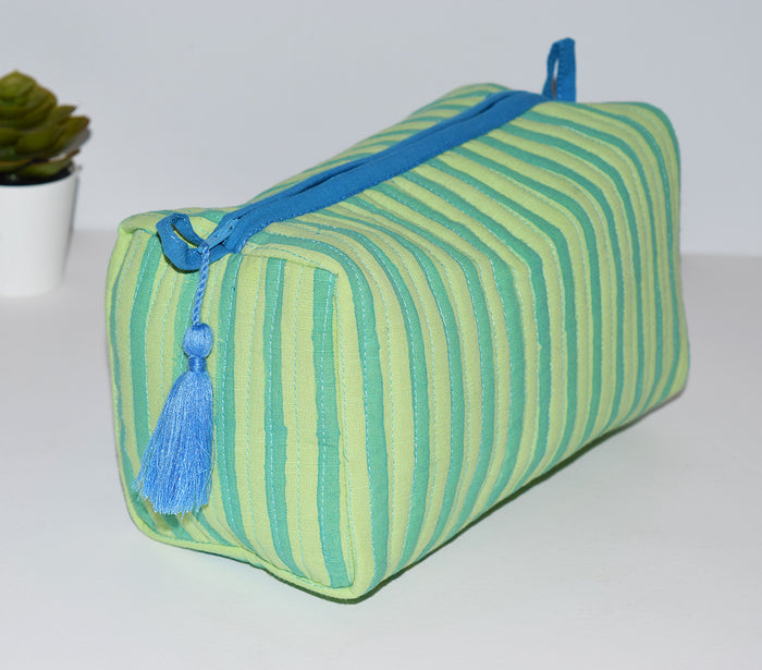 Medium Waterproof Toiletry Bag | Green Stripe