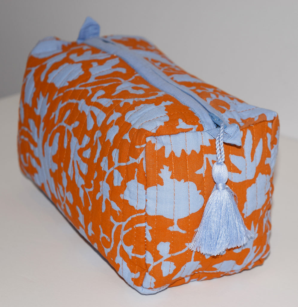 Medium Waterproof Toiletry Bag | Shadow Floral Orange