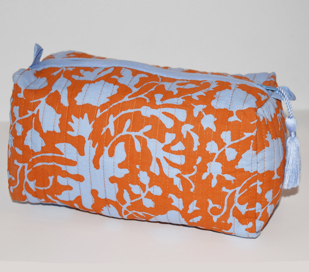Medium Waterproof Toiletry Bag | Shadow Floral Orange