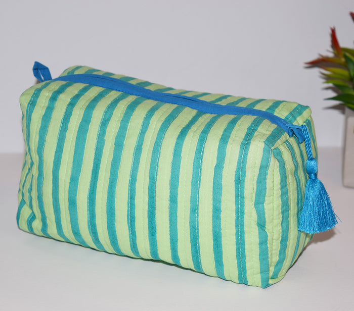 Medium Waterproof Toiletry Bag | Green Stripe