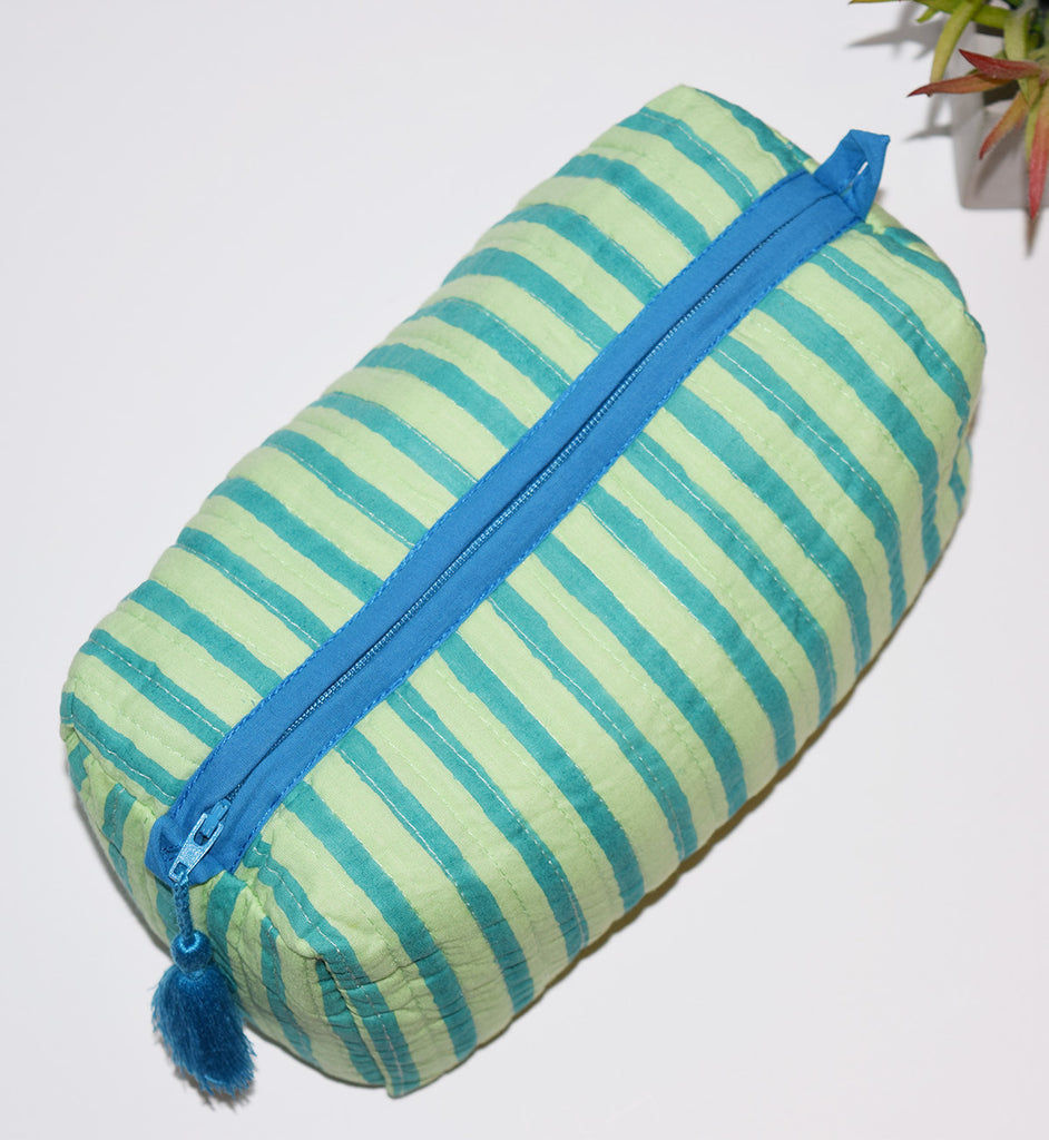 Medium Waterproof Toiletry Bag | Green Stripe