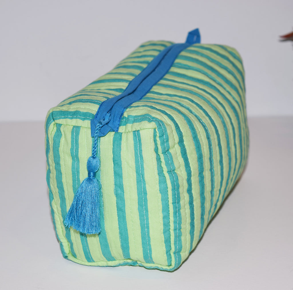 Medium Waterproof Toiletry Bag | Green Stripe