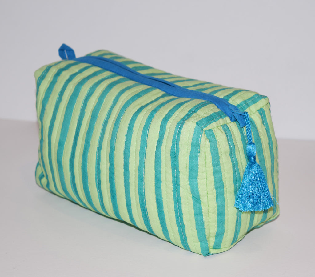 Medium Waterproof Toiletry Bag | Green Stripe