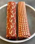 Set of 4 Cotton Napkins | Mixed Prints - Rust