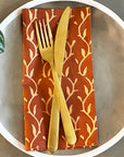 Set of 4 Cotton Napkins | Mixed Prints - Rust