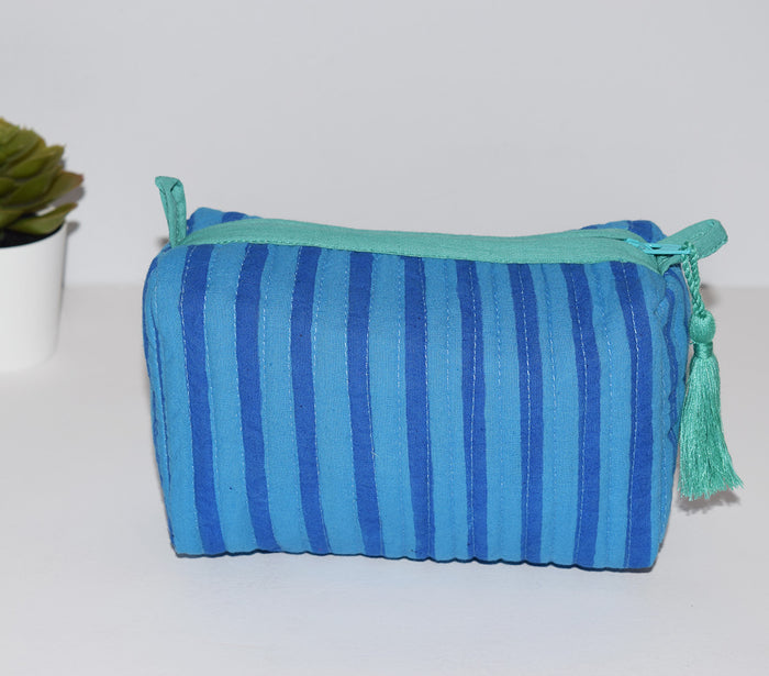 Small Waterproof Toiletry Bag | Blue Stripe