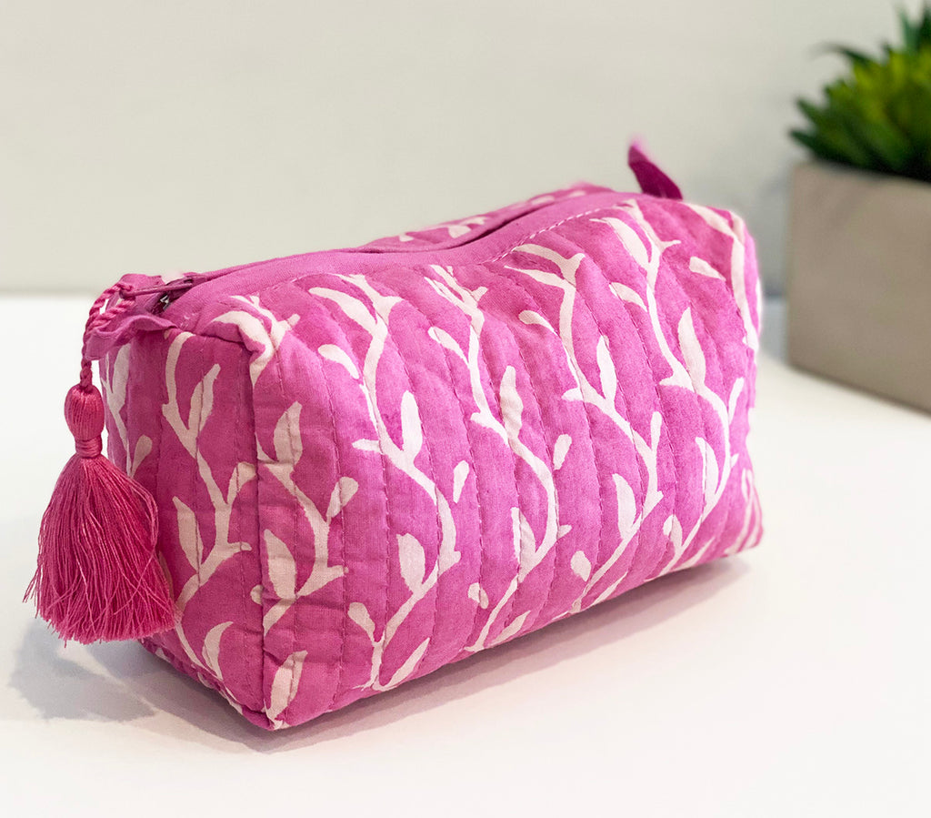 Small Waterproof Toiletry Bag | Vines Pink